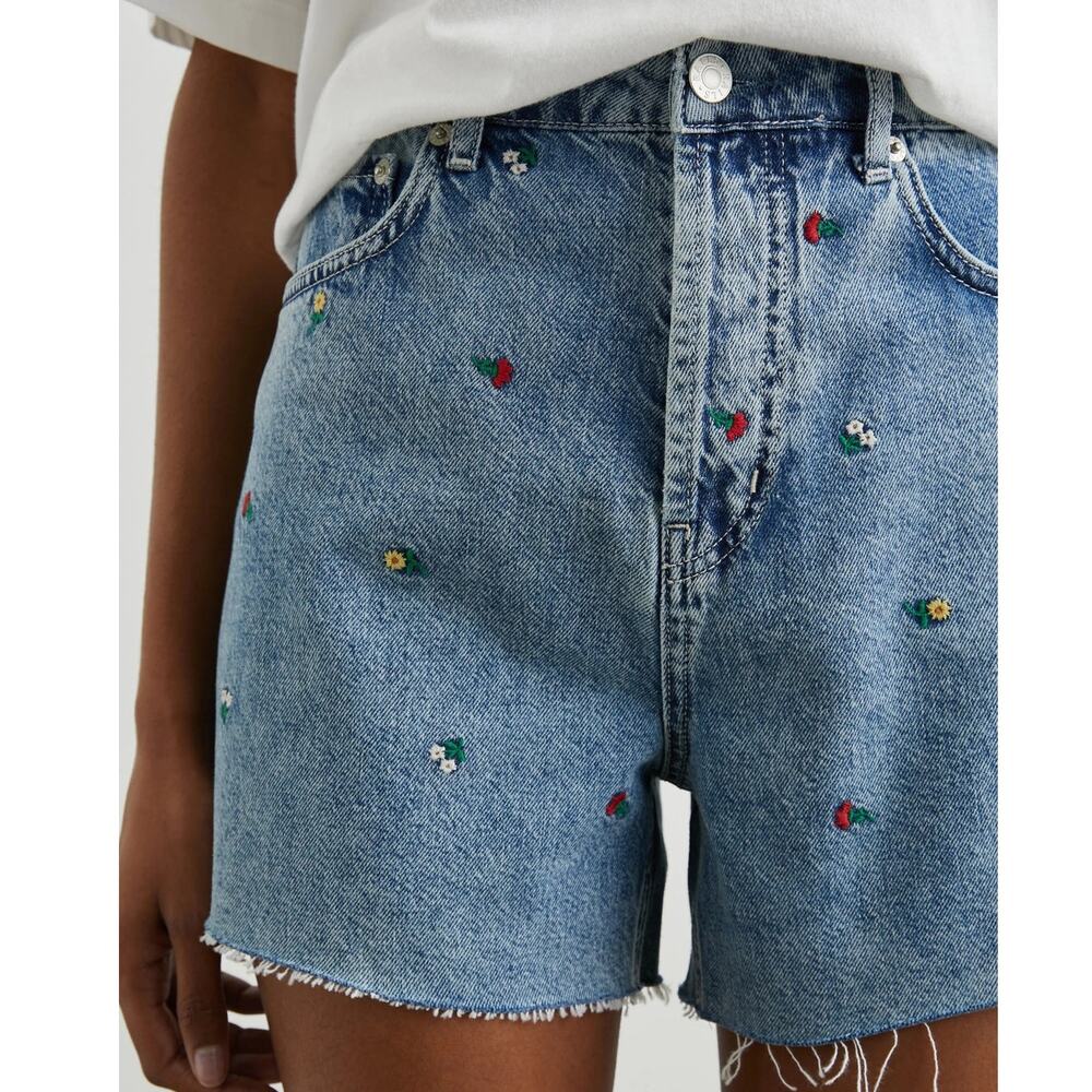 Rails Womens 24 The Zuma Short Embroidered Flower Field Floral High Rise Dainty